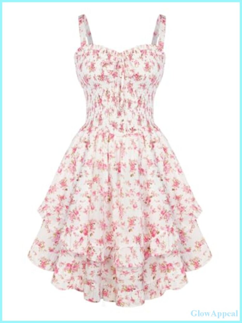 Smocked Floral Sundress with Pockets, Adjustable Spaghetti Straps, Ruffled Hem